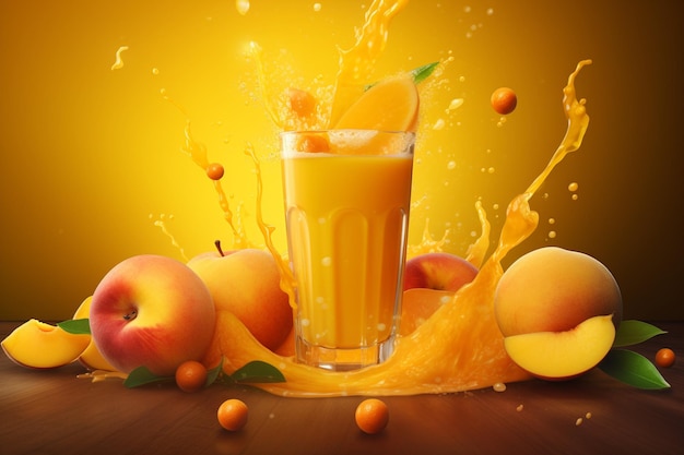 Realistic mango juice advertisement