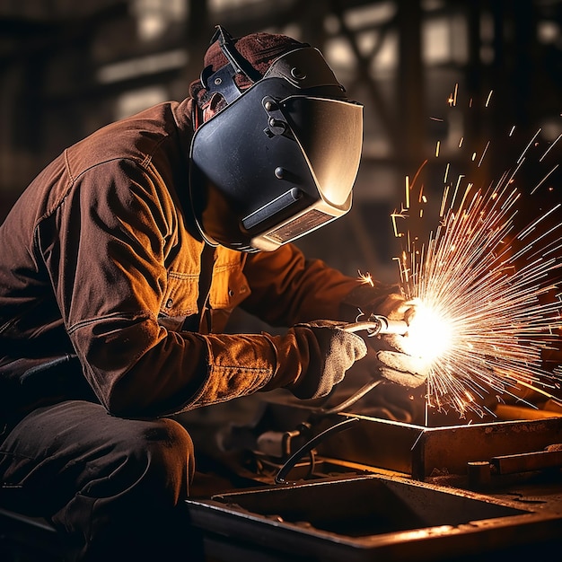 Realistic Metal Fabrication Welder at Work