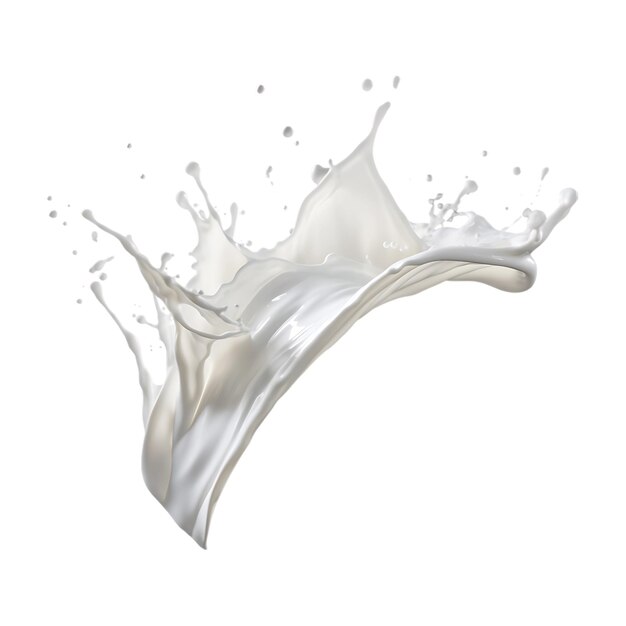 写真 透明な背景に分離された滴とスプラッターを持つ現実的な牛乳のスプラッシュまたは波