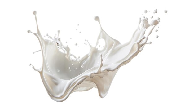 Фото Реалистичные брызги молока или волна с каплями и брызгами, изолированными на прозрачном фоне