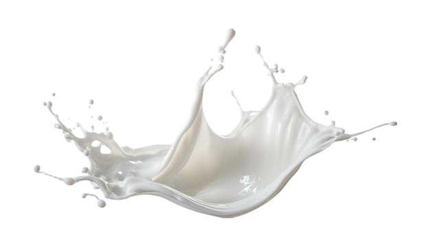 Photo realistic milk splashes or wave with drops and splatter isolated on a transparent background