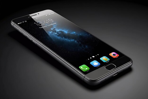 Realistic mobile phone smartphone in iphon style with blac