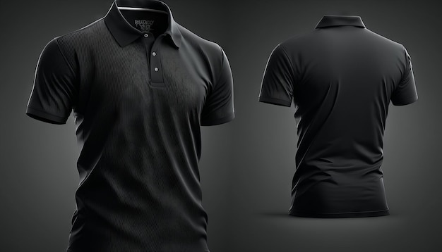 Realistic mockup of male black polo shirt