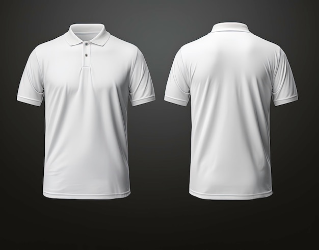 realistic mockup of male white polo blank tshirt with collar and short sleeves sport casual