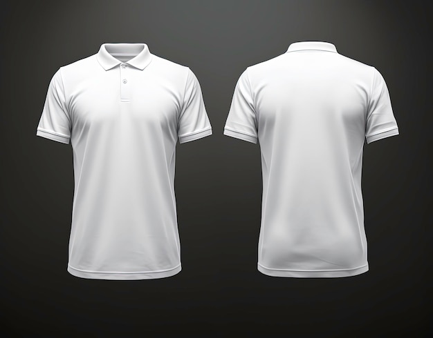 realistic mockup of male white polo blank tshirt with collar and short sleeves sport casual