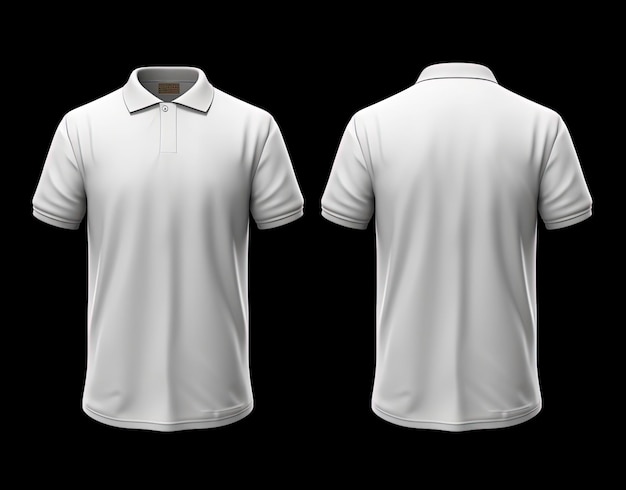 Photo realistic mockup of male white polo blank tshirt with collar and short sleeves sport casual
