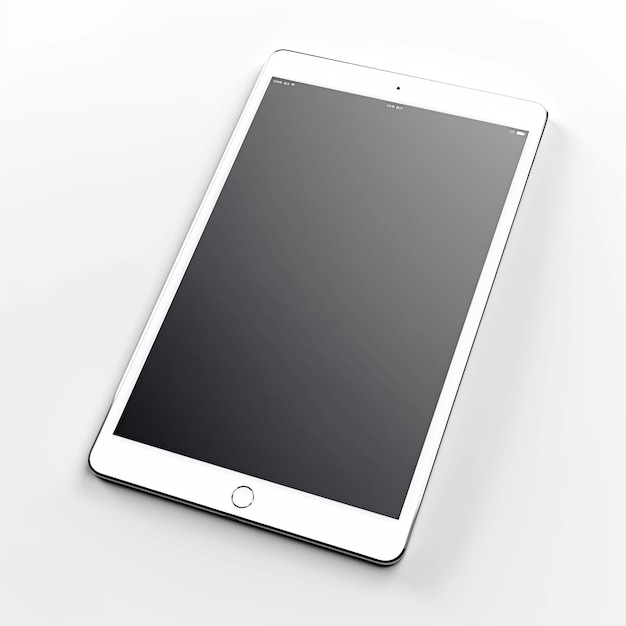 A realistic mockup of a tablet isolated on white background top view