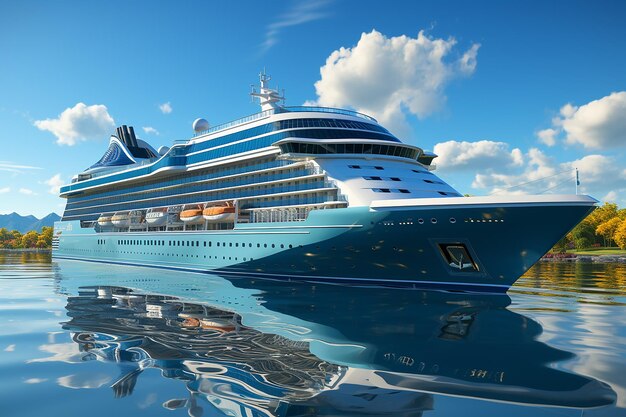 Realistic modern cruise ship stylized