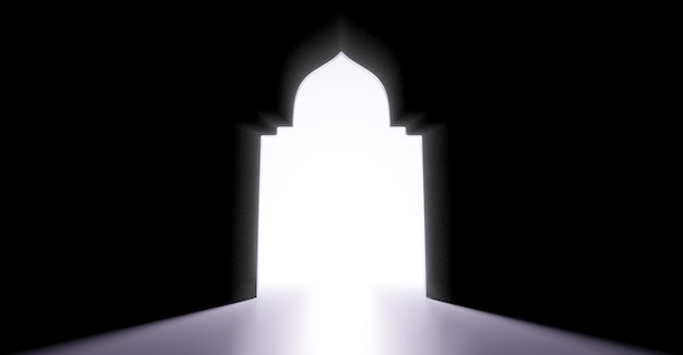 Realistic mosque portal or door as a islamic concept for ramadan kareem and eid al fitr