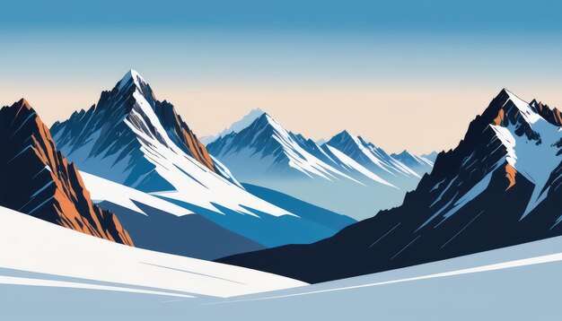 Реалистичная композиция гор с горизонтальным ландшафтом