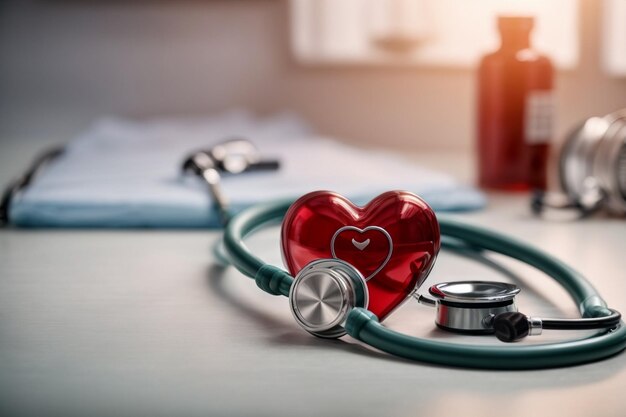 Realistic national doctors day background with stethoscope and heart