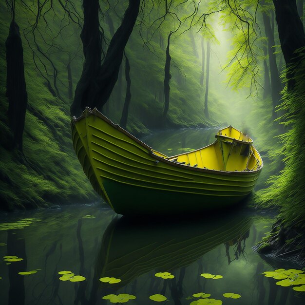 Realistic nature with boat