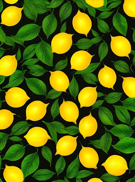 Realistic neon color palette sets a floral painted background adorned with vibrant lemons and leaves Generative AI Generated