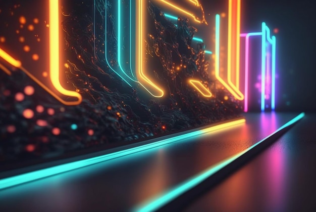 Realistic neon light background generative ai