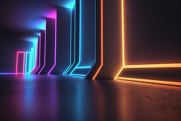 Realistic neon light background generative ai