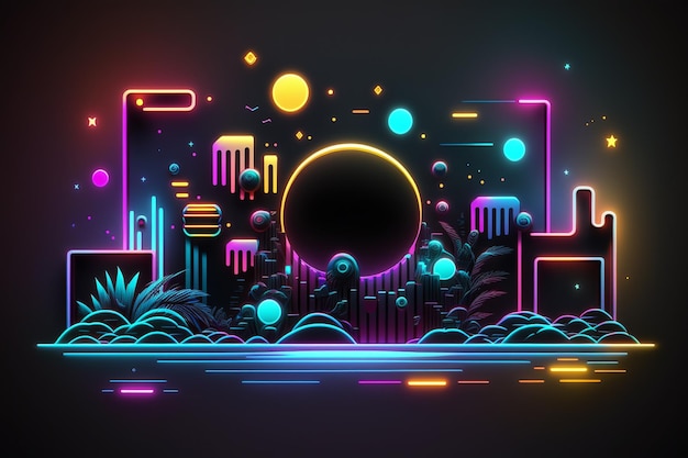 Realistic neon lights background