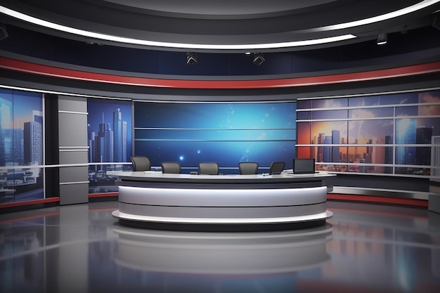 Realistic news studio background