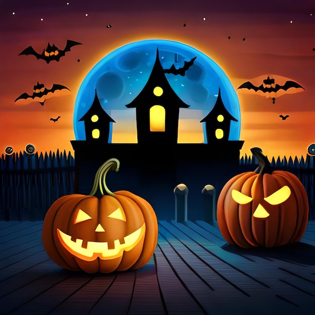 Реалистичная ночная вечеринка в честь Хэллоуина тыквенный свет и фон ужаса и обои