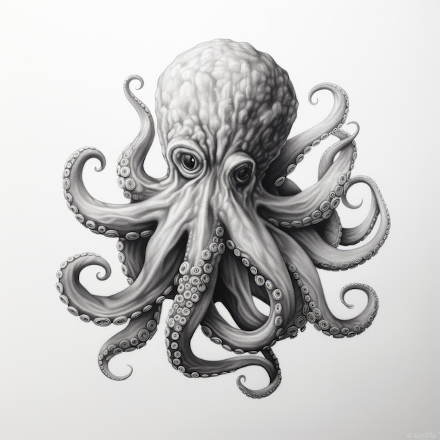 Hyper-realistic Underwater Octopus Drawings: Expansive and Ominous Stock  Illustration - Illustration of frontal, drawings: 299425753