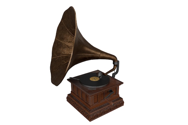 realistic old gramophone 3d rendering