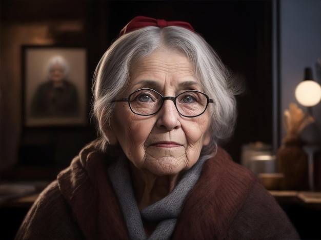 Realistic old woman portrait in a revolution by Generative AI