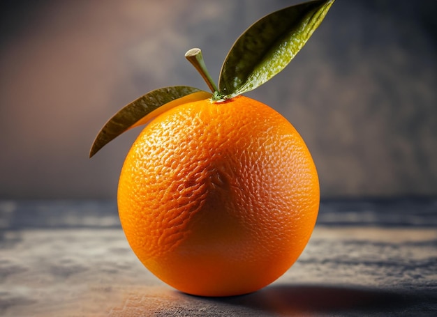 Realistic orange on the dark table Generative Ai
