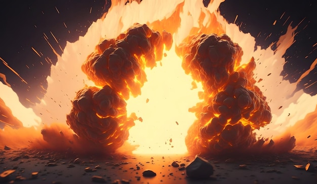 Realistic orange explosion illustration background Generative AI