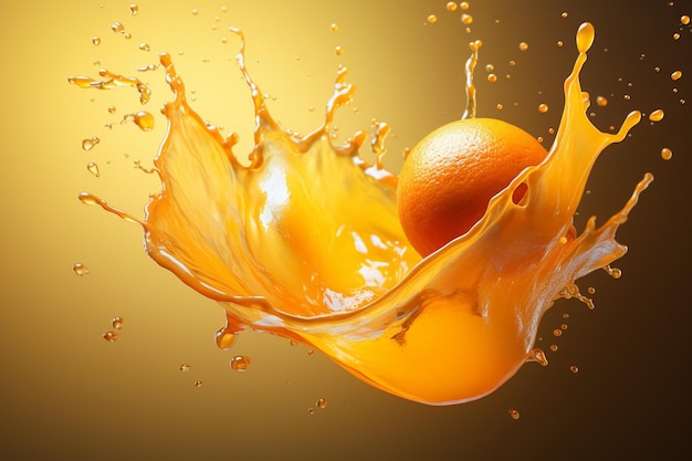 Realistic orange juice liquid splash