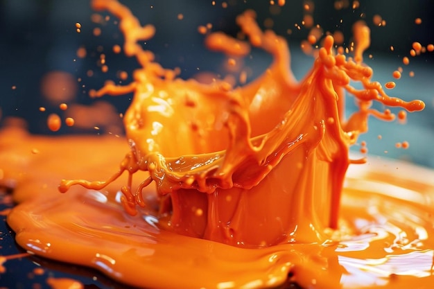 Realistic orange juice liquid splash