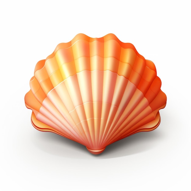 Realistic Orange And Yellow Seashell Icon For Casual Game