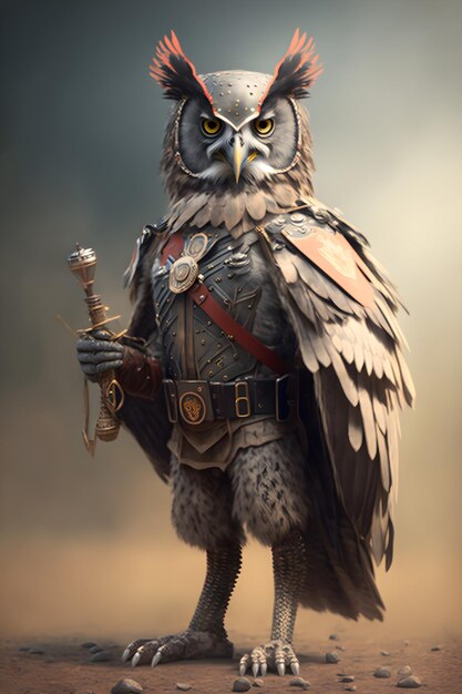 Photo realistic owl soldier