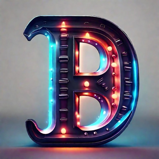 Realistic p letter with glowing lights