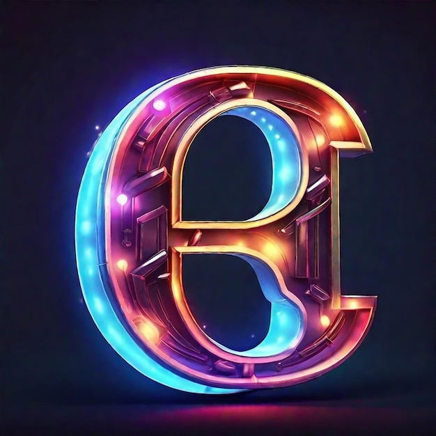 Реалистичная буква p со светящимися огнями