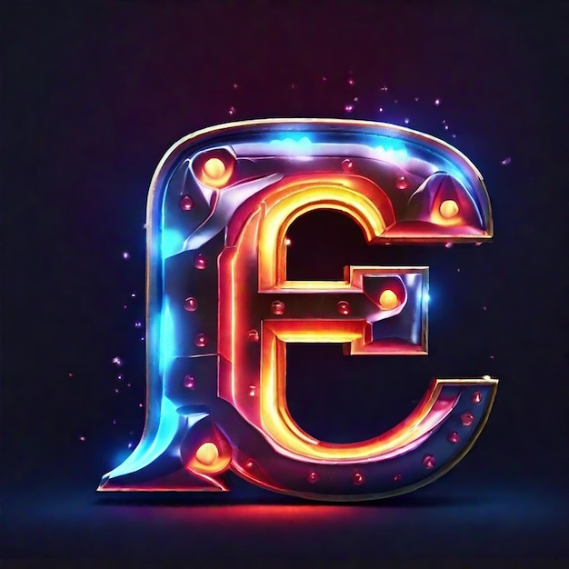 Realistic p letter with glowing lights