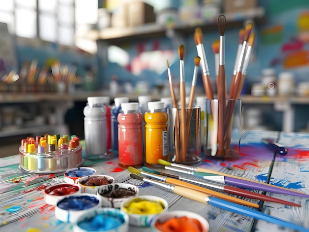 Realistic painting supplies readyto-use Ai gegenereerd