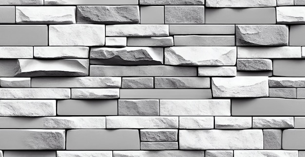 Realistic panoramic white brick wall texture for pattern background AI generated image