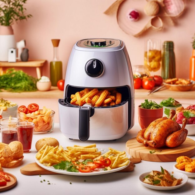 Realistic photo of air fryer on a table