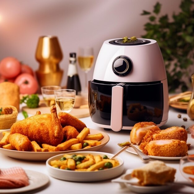 Realistic photo of air fryer on a table