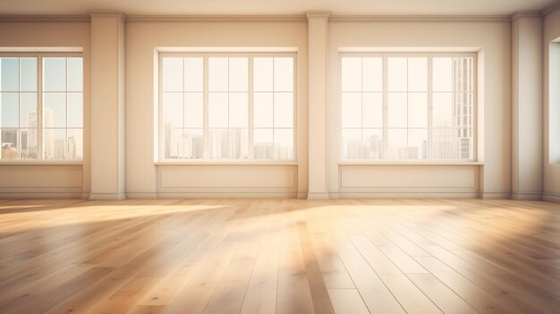 Realistic photo of bright apartment hall with big