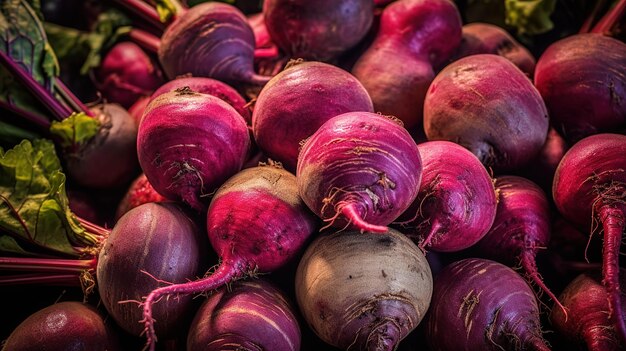 Реалистичная фотография кучки свеклы с верхнего обзора овощей пейзажа