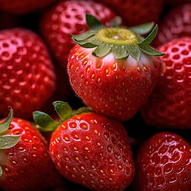 Realistic photo of a bunch of strawberries top view fruit scenery