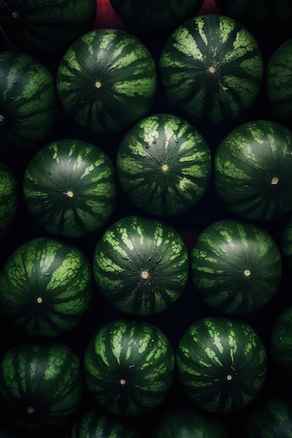 Realistic photo of a bunch of watermelons top view fruit scenery