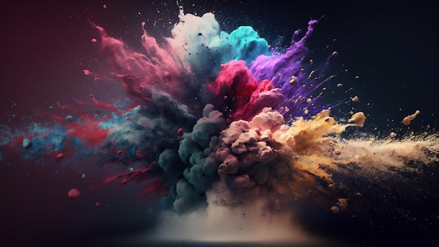 Realistic photo of colorful blast, high colored texture, deep color background