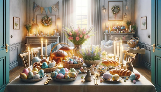 A realistic photo of an Easter celebration in high quality