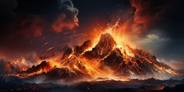 Realistic Photo Eruption of Silicium Volcano