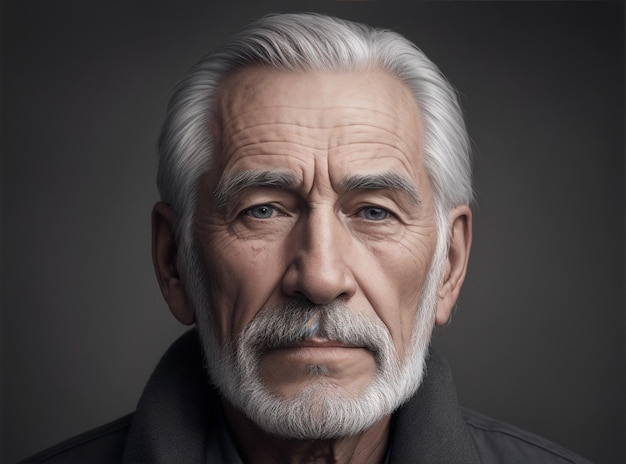 Realistic photo of one older men with an gray background by Generative AI