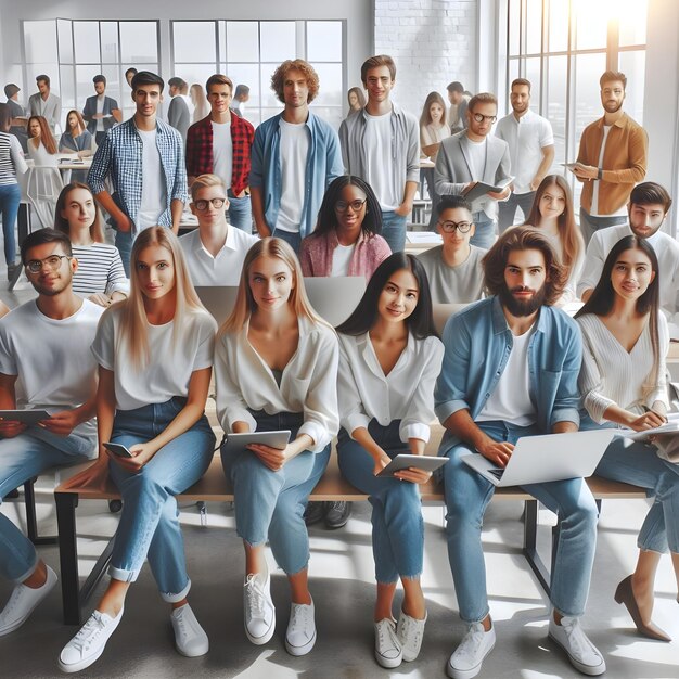 Foto foto realistiche di persone che lavorano in un'agenzia di marketing