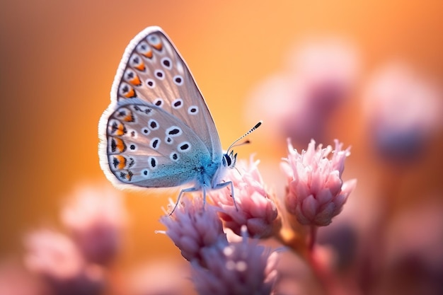 꽃에 현실적인 사진 plebejus argus 작은 나비