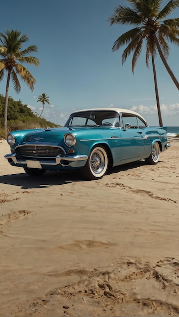 Realistic PhotographStyle Image of Custom Car with Beach Theme