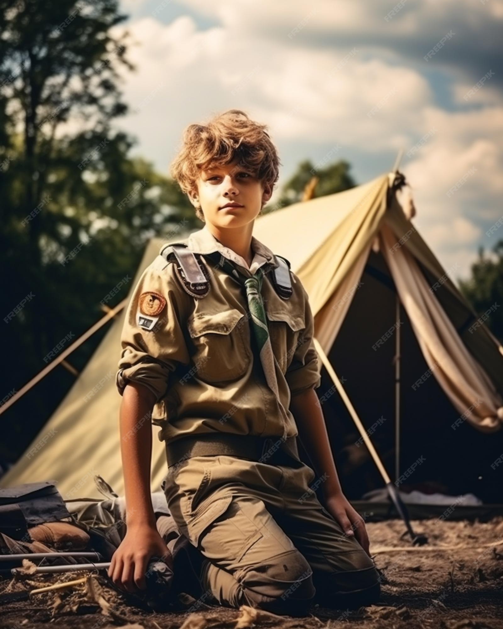 Premium Photo Realistic photography of a boy scout summer camp in the